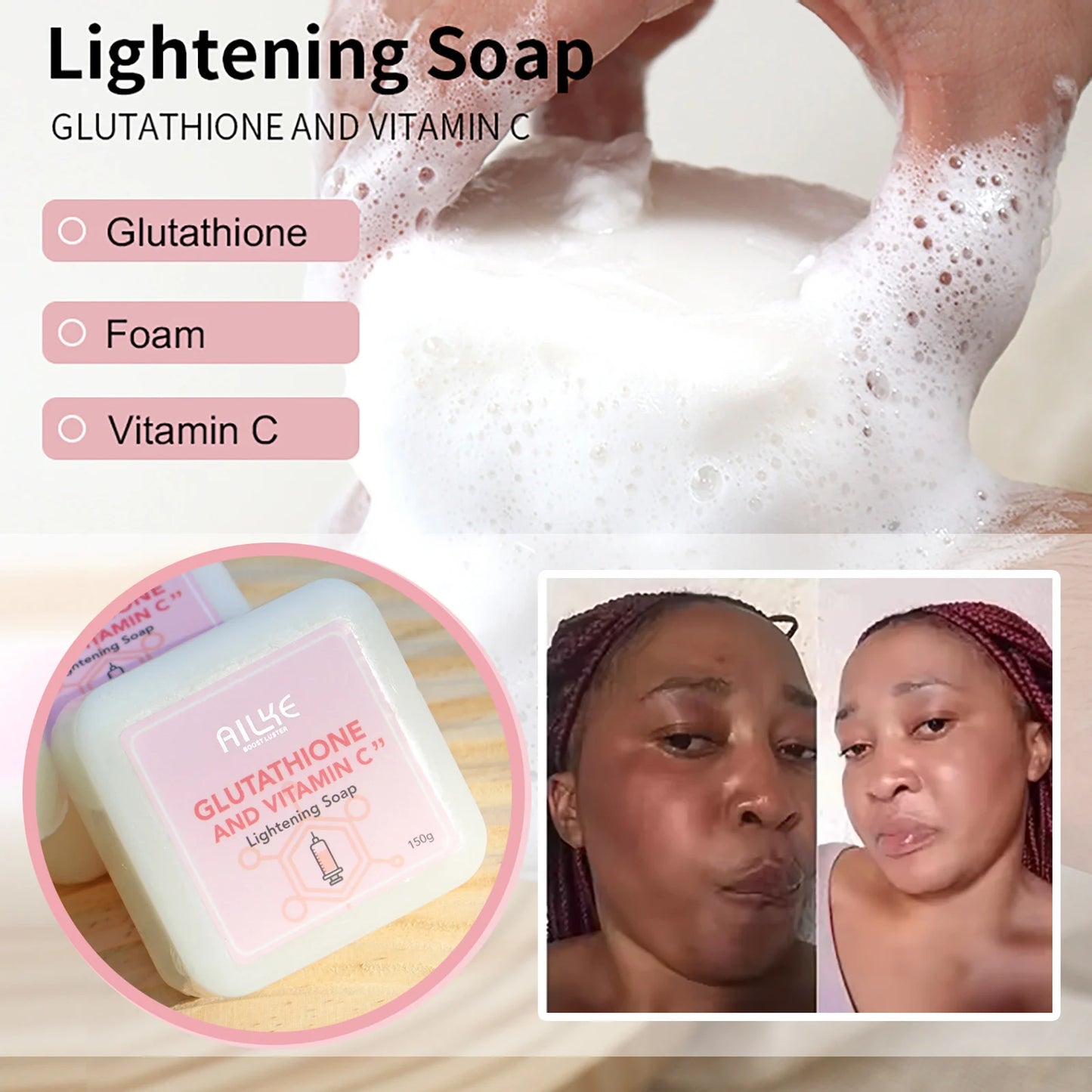 AILKE Brightening Skin Care Set, With Vitamin C, Glutathione, Reduce Spots & Moisturizes Skin.