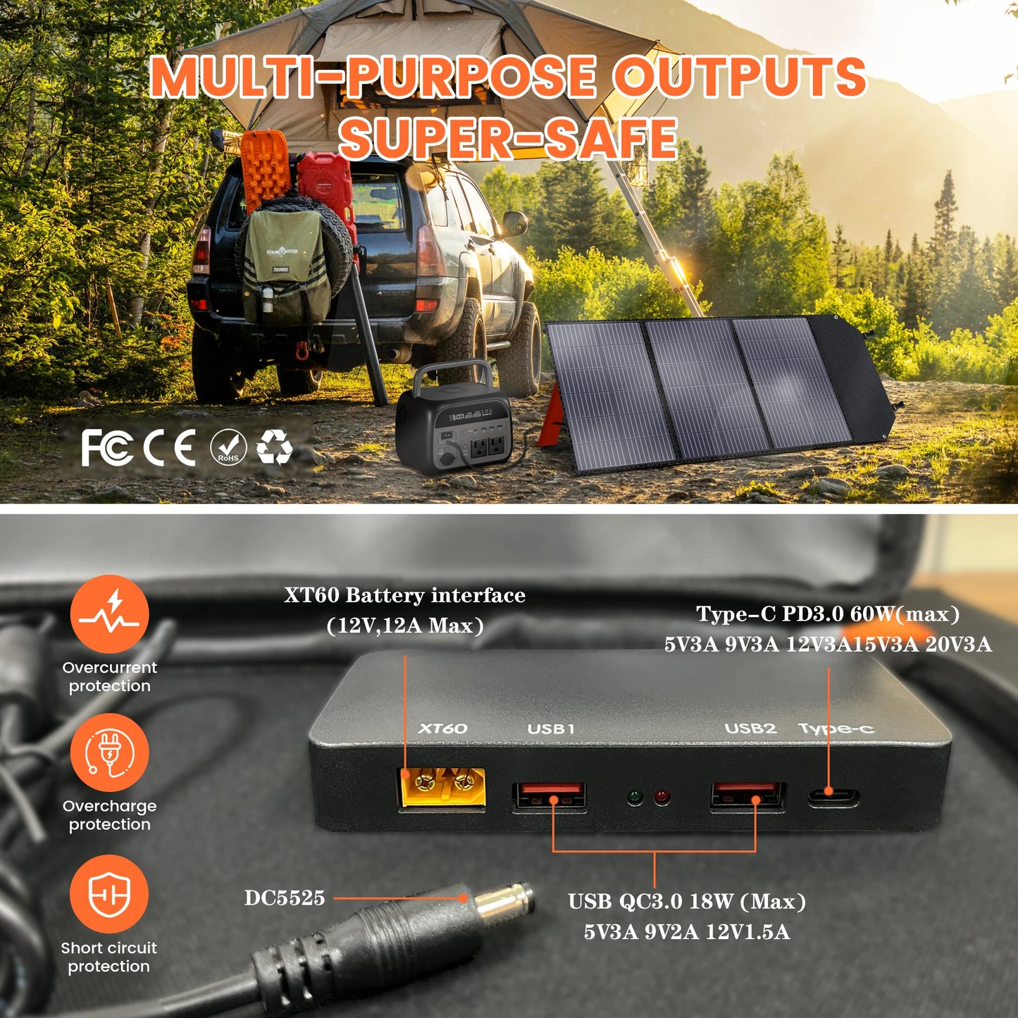 Foldable 100W Portable Solar Panels  With Adjustable Kickstand.