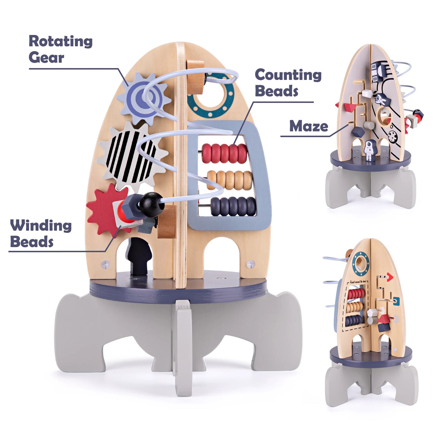 Montessori  Wooden Toy Rocket Cube For Toddlers.