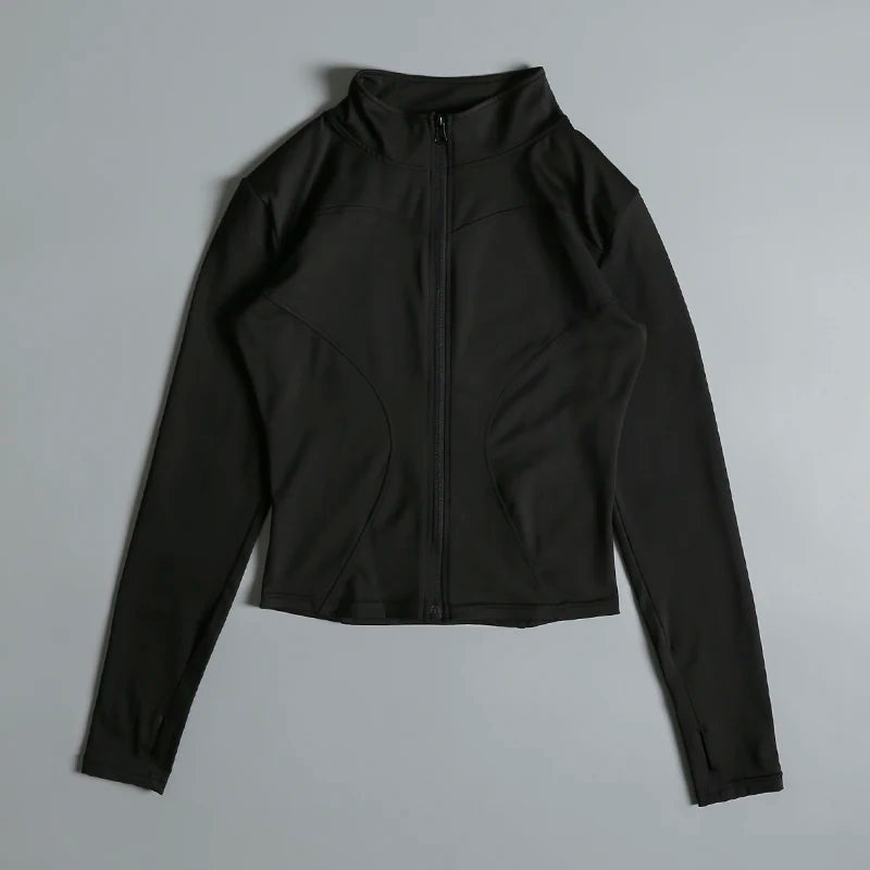 Women Long Sleeve Zip Fitness Yoga Shirt.