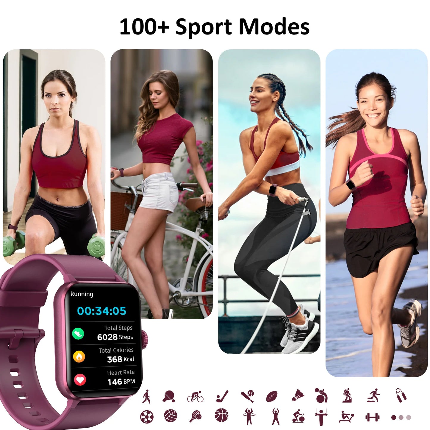 IOWODO R50 Waterproof Smart Watch 1.85'' HD Screen For Men & Women.