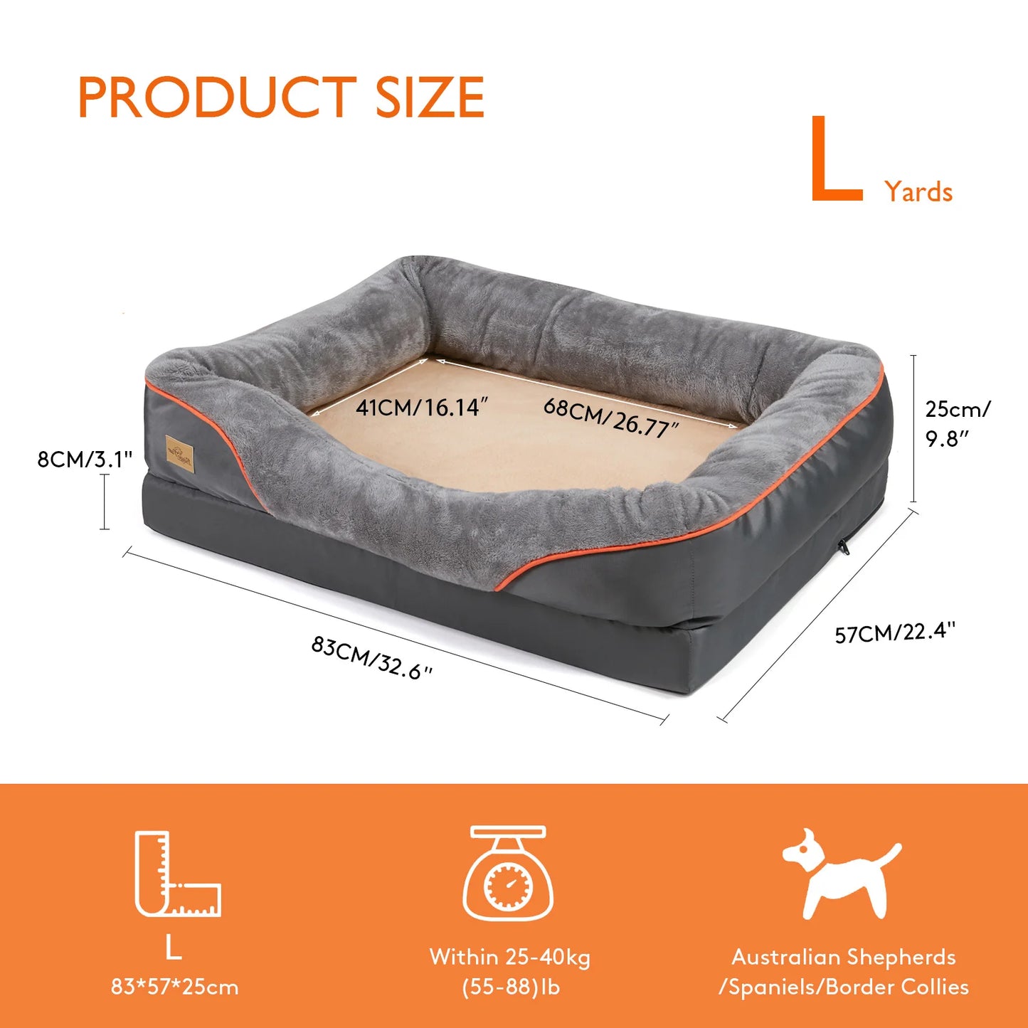 BINGOPAW Soft Removable Washable Cover & Bed  For Large Dogs.